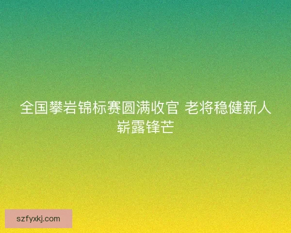 全国攀岩锦标赛圆满收官 老将稳健新人崭露锋芒